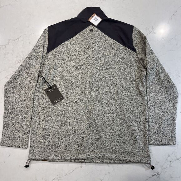 Dakota Grizzly NEW L Dobbs Fleece 1/4 Snap Pullover Jacket Sweater Cream Gray - Picture 2 of 11